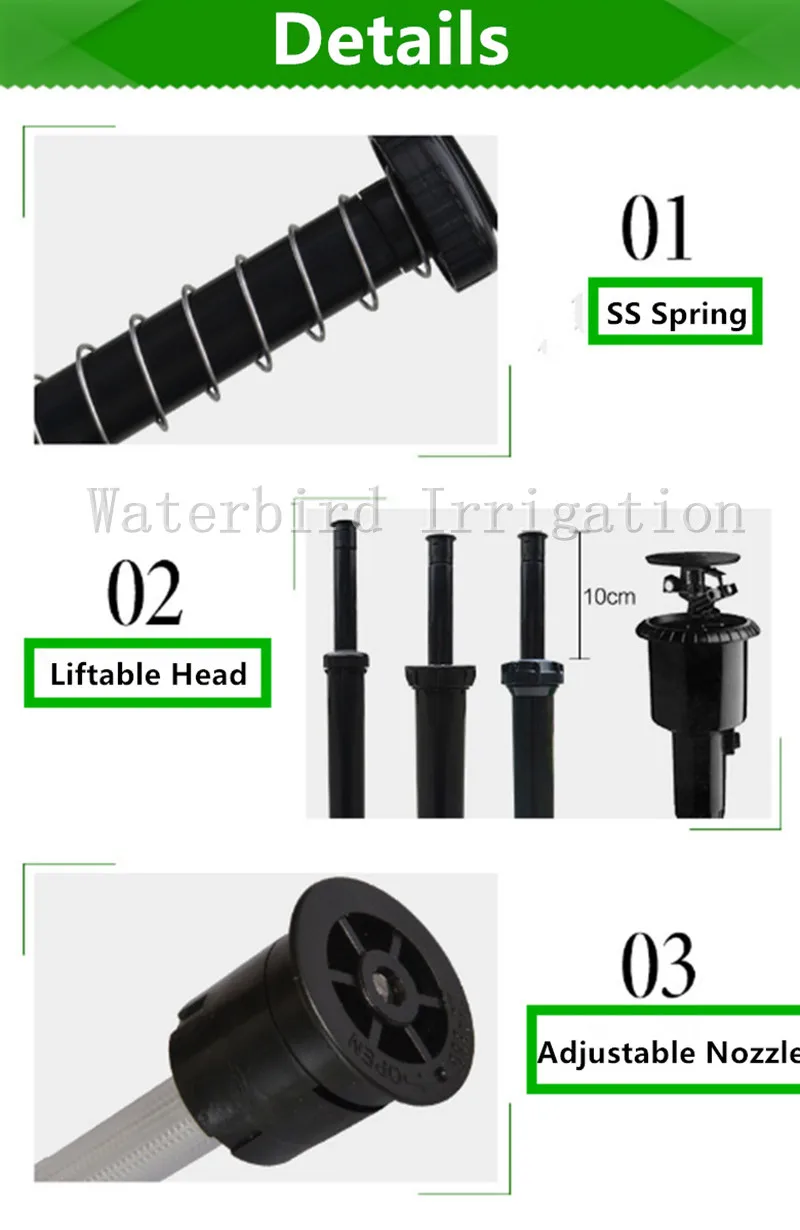 8 шт. 1/2 дюйма всплывающие спринклерной ABS Корпус для сада газон орошение Регулируемая узор(от 25 до 360 градусов) F102