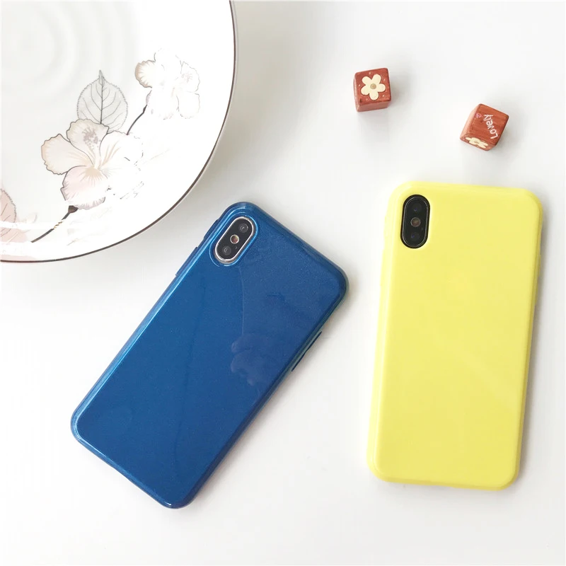 Блестящий однотонный чехол для телефона iPhone XS Max силиконовый 6 6s Plus 7 iPhoen 8 X XR 11 Pro |