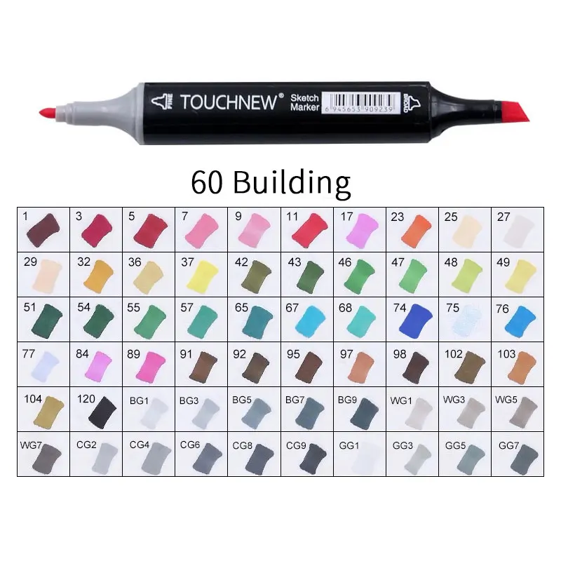 black 60 Building Touchnew Набор цветных копировальных маркеров спиртовые ручки, маркеры для рисования товары для рукоделия кисть манга для рисования акриловый дизайнерский набор ручек для студентов - Цвет: black 60 Building