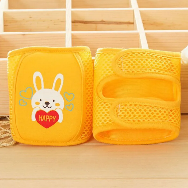 Rabbit-Yellow Детские наколенники, защитные гетры на весну и лето, сетчатые губчатые наколенники для ползания, регулируемые для маленьких мальчиков и девочек от 0 до 5 лет - Цвет: Rabbit-Yellow