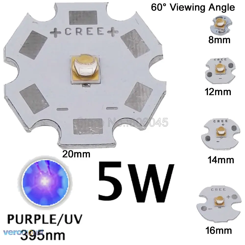 5x5 W LG3535 UV/ультрафиолетовый фиолетовый 395nm высокая мощность светодиодный
