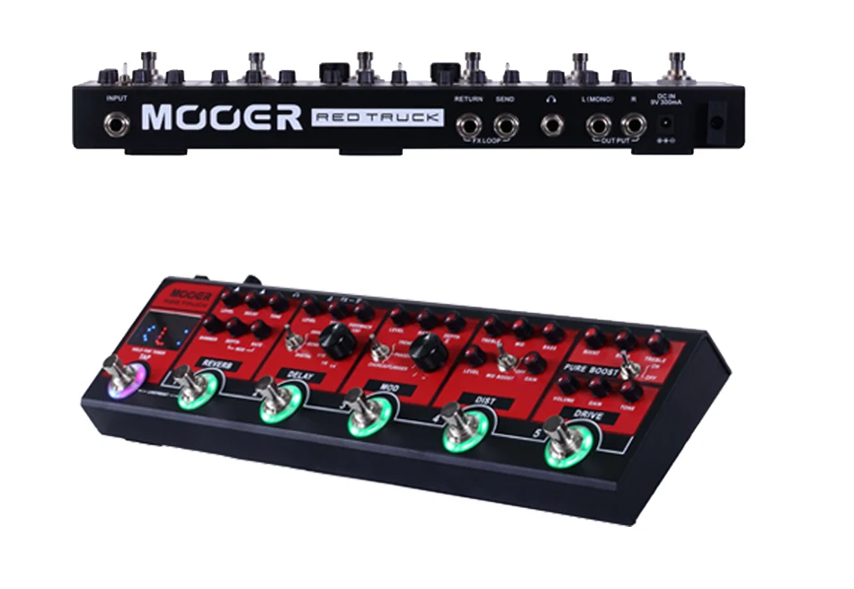 MOOER красный грузовик 6 педаль эффектов встроенный в 1 простой блок boost перегруз искажение модуляцией задержки реверберации гитары педаль