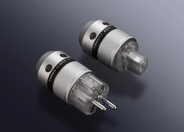 

P-015 1 Set Viborg Hifi Eu Standard Power Connector Plug+iec Connector Core Copper+5um Silver Plating Or Gold Plating