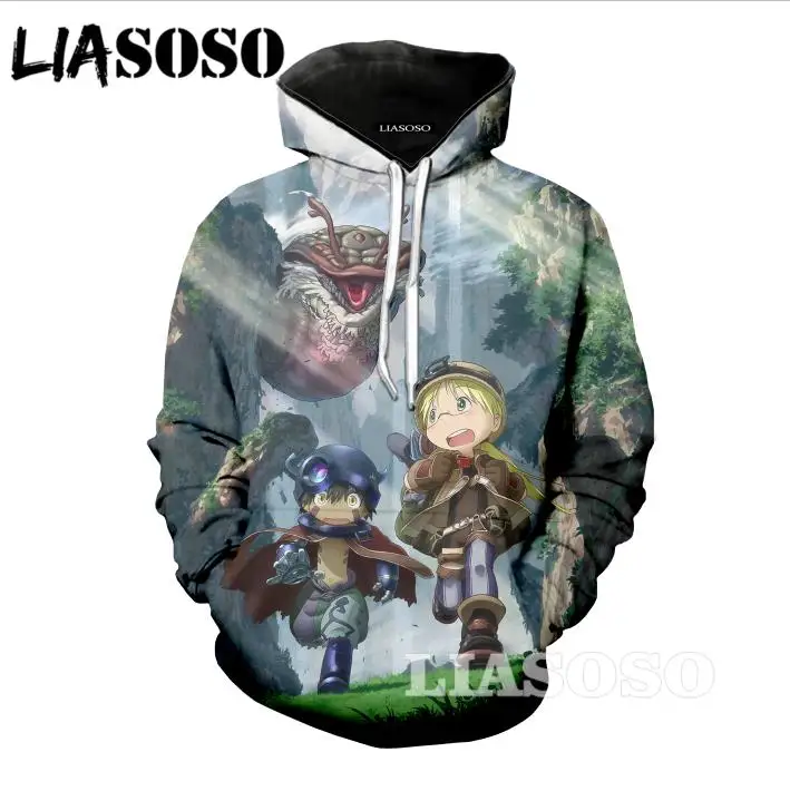 LIASOSO новая мода 3D принт аниме для мужчин и женщин сделано в Abyss толстовка с длинным
