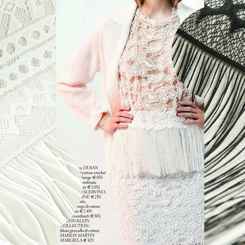 Кружевная ткань с ресницами длина 70 см черная белая вышивкой кисточками бахромой