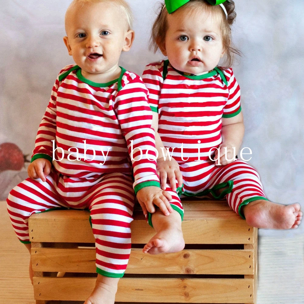 Рождественская пижама в полоску с длинным рукавом цельнокроеный Детский