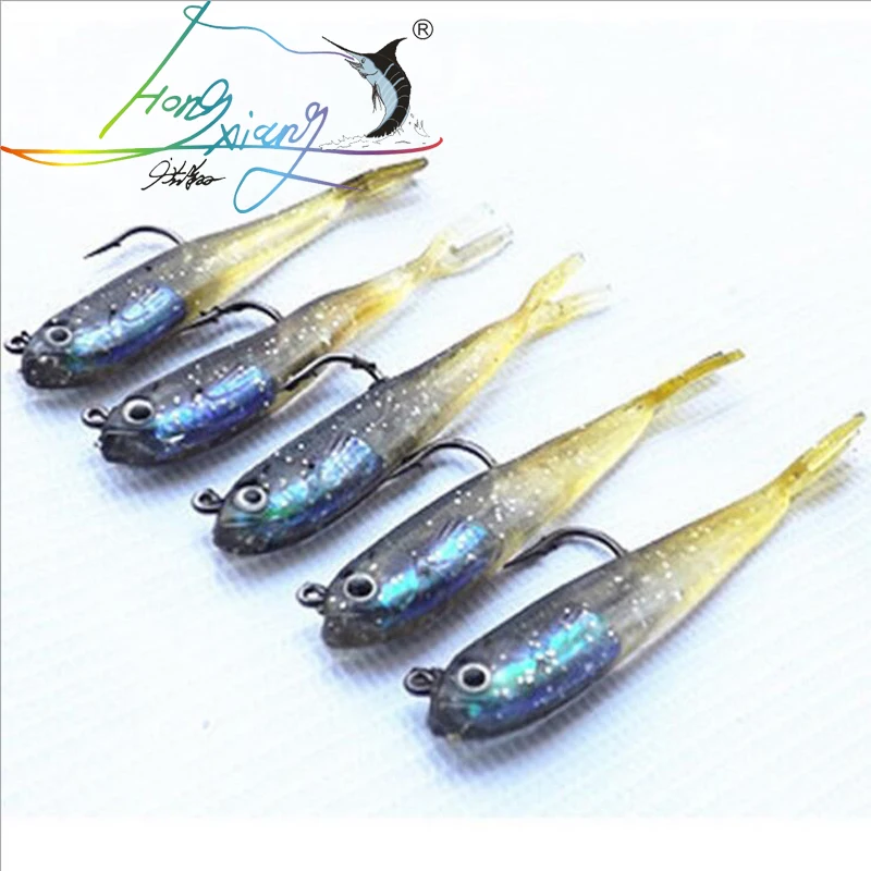 HONGXIANG1Pcs/Lot 7 5 см 6 5g мягкие силиконовые приманки рыбалки привести джиг головки рыбы