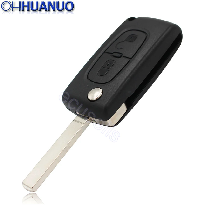 2 кнопки дистанционного ключа оболочки (лезвие без паза) для Peugeot 407 408 207 307 107 (с