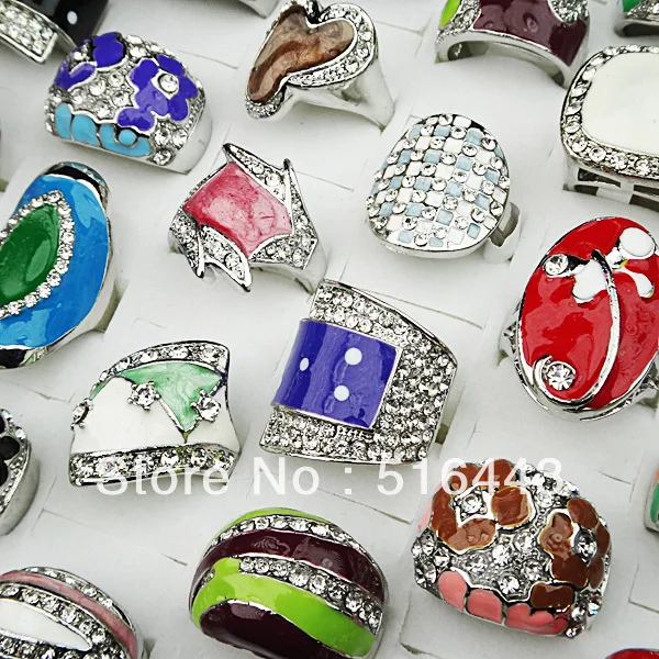 10 шт. чешские Стразы смешанные стильные эмалевые Модные посеребренные женские