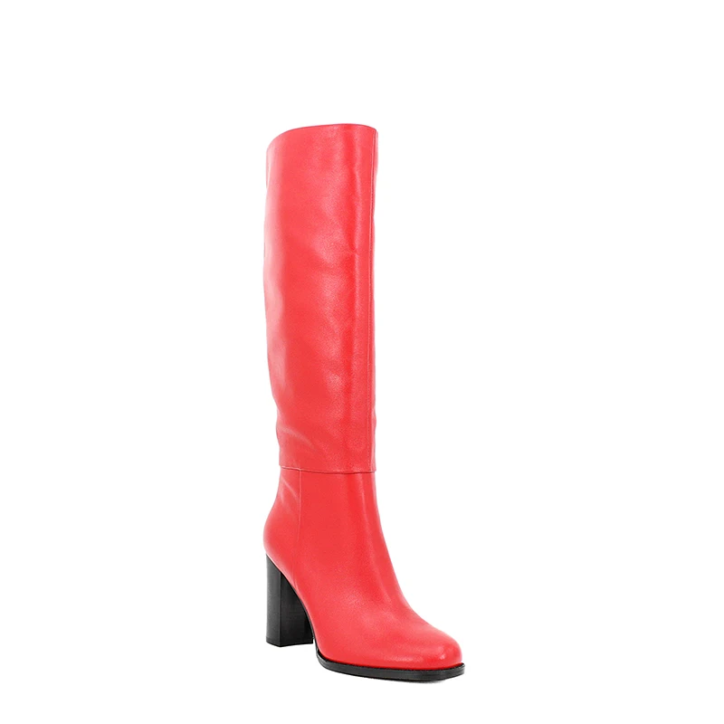 Red Cow leather SOPHITINA/Лидер продаж 2019г. Женские сапоги изиз натуральной кожи, подкладка из ворсина. Демисезонные ботинки с округленным мыском на высоком толстом каблуке и устойчивой подошве. Теплая обувь с молнием и резиной. B53 - Цвет: Red Cow leather