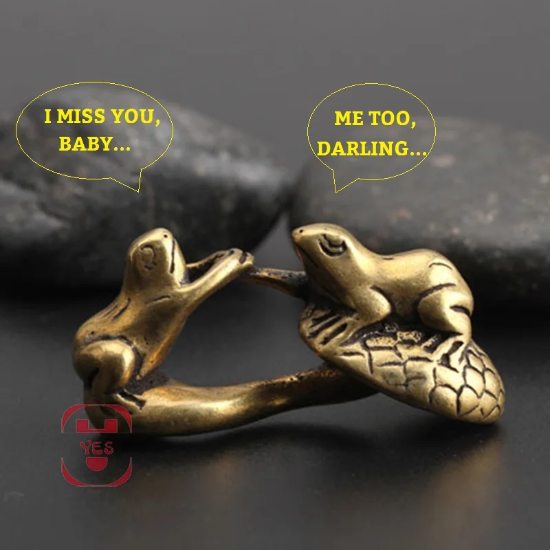 Латунный винтажный Мини милый гриб I MISS YOU Meet статуя лягушки для дома и офиса
