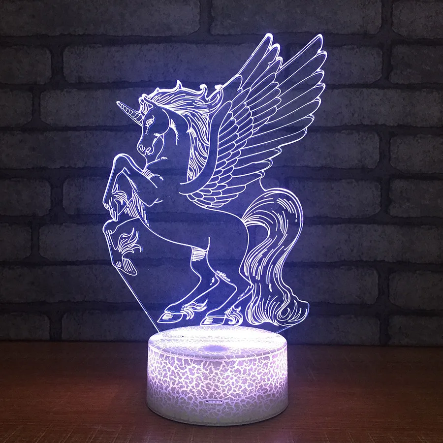 Новое поступление 2018 3D ночсветильник Pegasus светодиодный фонарь Luminaria в виде