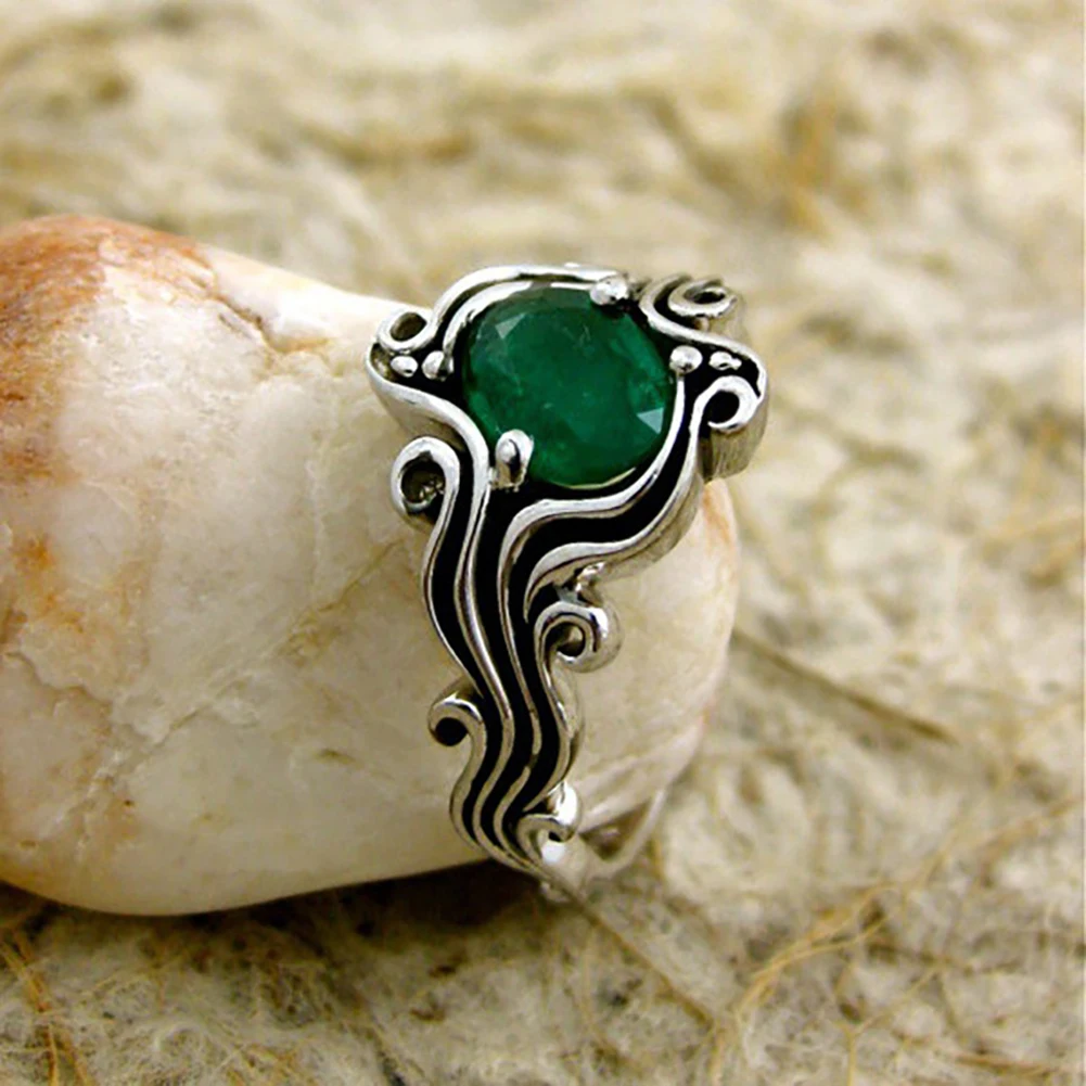 Newest Design Green/Blue Stone Rings for Women Metal Silver Plated Vintage Fashion Jewelry Cheap Price | Украшения и аксессуары