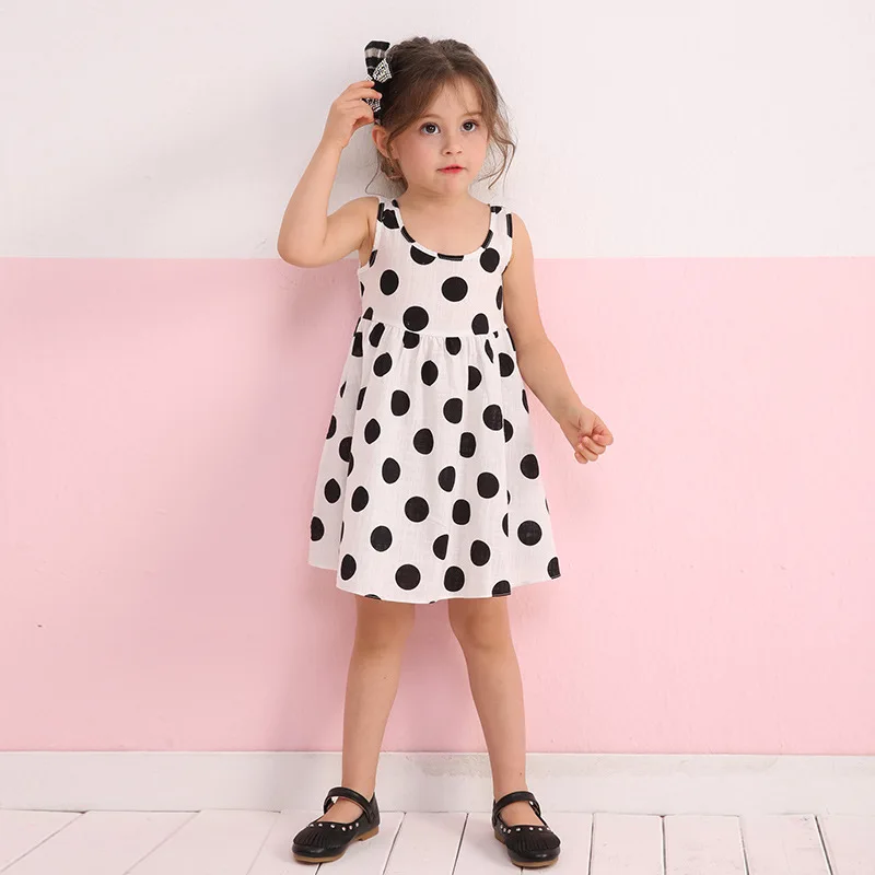 2018 New Summer Wave point Girls Kids Dress Cotton Cute Children Party Sleeveless Dresses D056 | Детская одежда и обувь