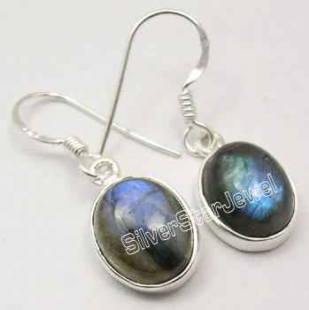 LABRADORITE Chanti International новая ручная работа 1 пара! Однотонные серебряные рутиловые кварты милые серьги 2,8 см - Окраска металла: LABRADORITE
