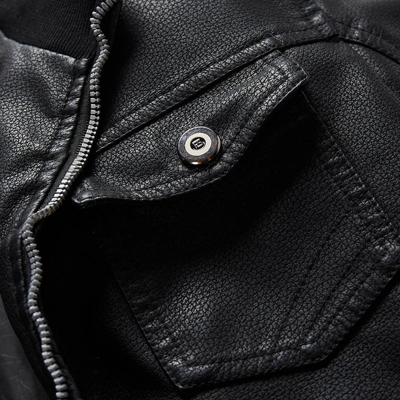 Robmoda, зимняя кожаная куртка для мужчин, модный бренд, искусственная кожа, высокое качество, верхняя одежда, мужские деловые куртки с воротником-стойкой, на молнии, уличная одежда