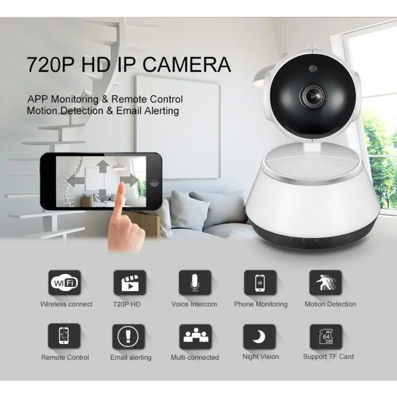 720P HD Беспроводная Wi-Fi детская камера для домашней безопасности, ip-камера наблюдения, объектив 3,6 мм, широкоугольная внутренняя камера с поддержкой ночного видения