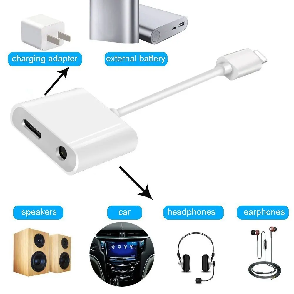 HBUDS 2 in1 аудио Зарядное устройство адаптер для iPhone X 8 7 6 Plus 3,5 мм адаптер для наушников Аксессуары для наушников аудио сплиттер