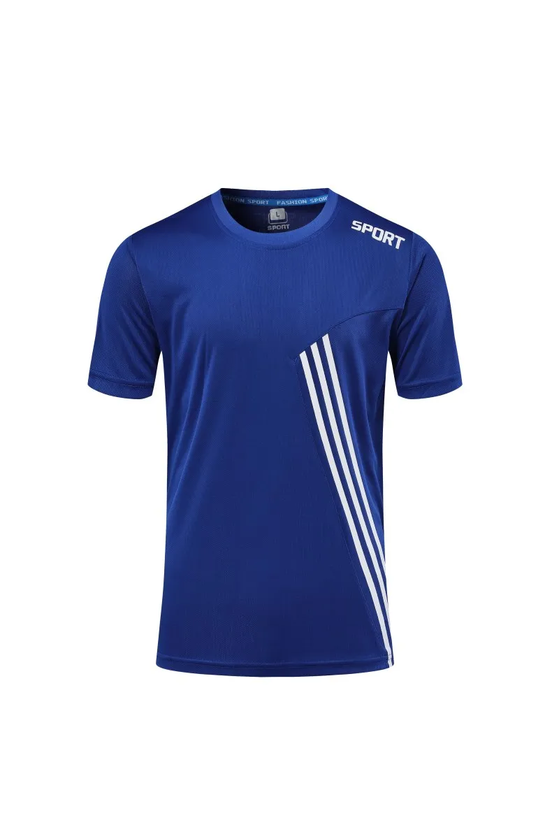 Синий HOWE AO мужские футбольные майки летние футбольные майки Camisa Masculina Maillot Foot Camisas сухая облегающая футболка рубашка для бега - Цвет: Синий