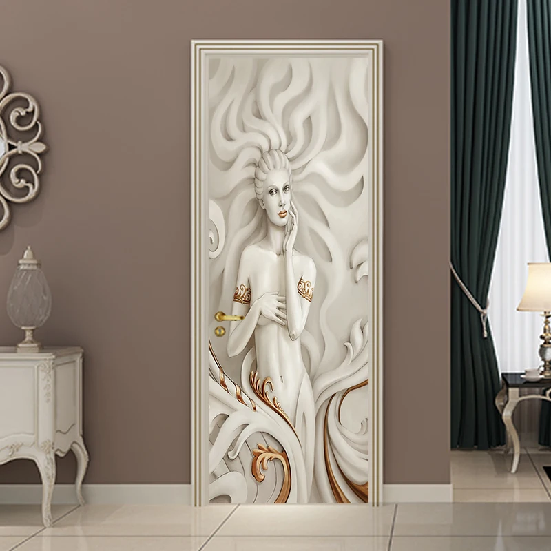 2 шт. Европейский крафт рельефные красивые обои постер настенная дверь стикер фон