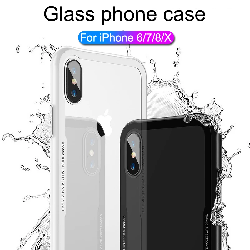 Роскошный чехол из закаленного стекла для iPhone 6 6s 7 8 plus X 7x6 телефона