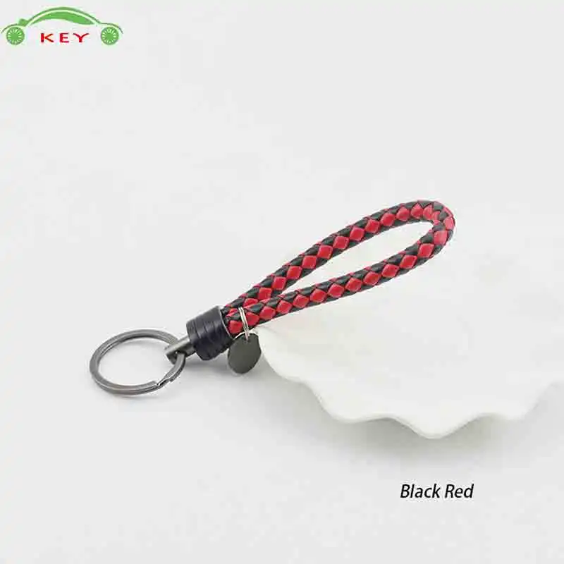 Black Red Плетеная веревка автомобильный брелок для Jeep Ford Dodge hyundai peugeot Renault Yamaha смарт-ключей мотоциклетные авто брелок аксессуары - Название цвета: Black Red
