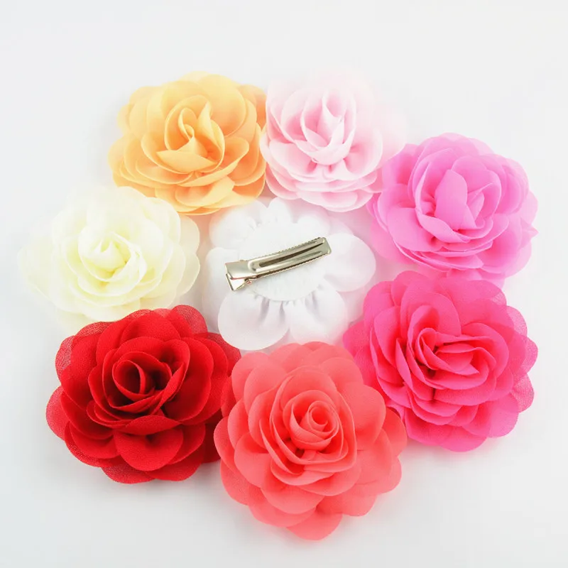 28 шт. заколки для волос с шифоновыми лепестками|clips girl|clip hairclip hair flower |