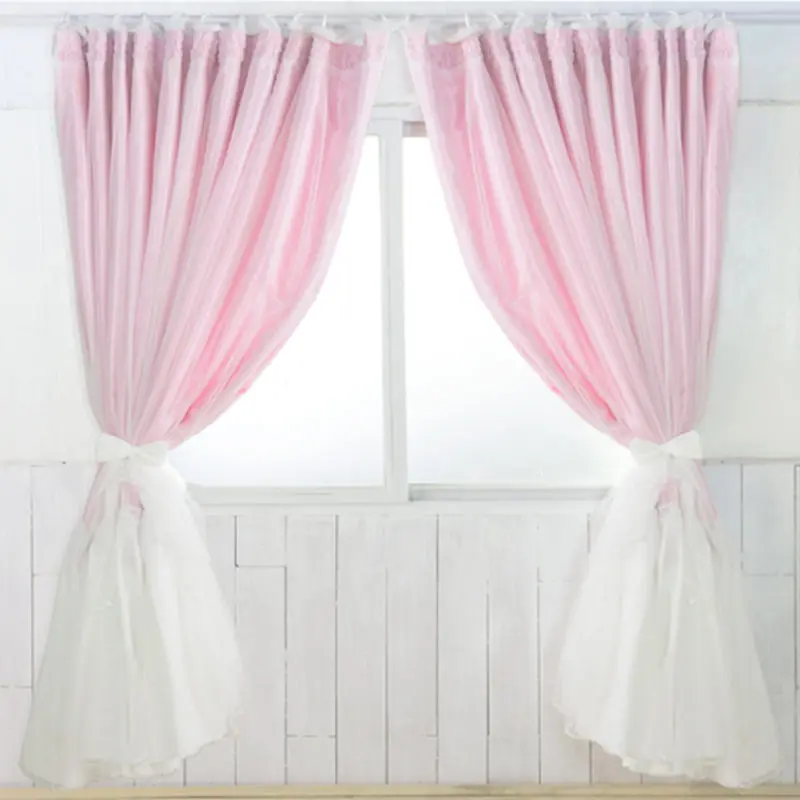 Ангел принцесса розовые шторы двухслойная ткань занавеска с вуалью для спальни