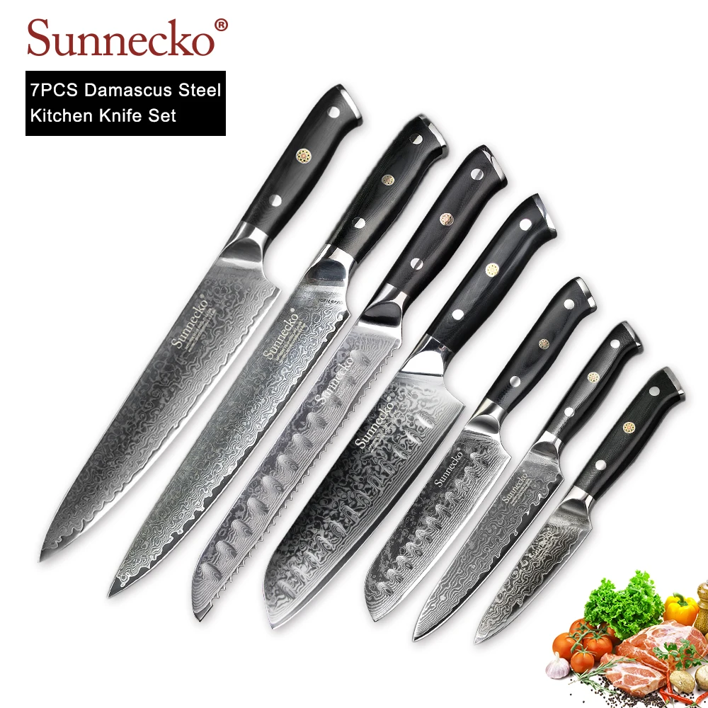 Набор кухонных ножей SUNNECKO VG10 комплект из 7 предметов универсальные приборы для