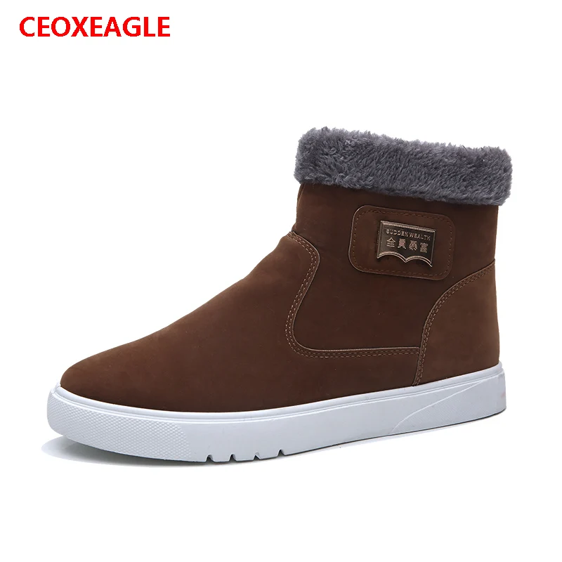 Мужские зимние ботинки с мехом 2018 теплые мужские Рабочая обувь мужская Брендовая