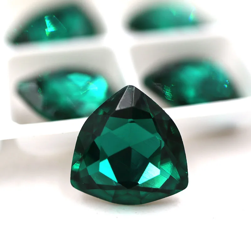 Malachite green Новое поступление остроконечные Клей На Стразы высокое качество стекло crysyal Толстая Треугольная Форма Стразы diy аксессуары для одежды - Цвет: Malachite green