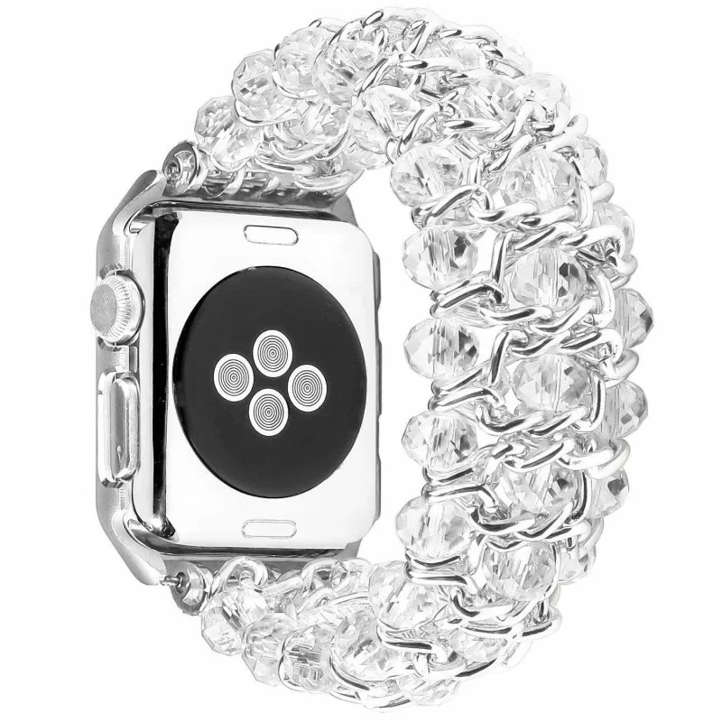 Для женщин агат стрейч браслет для Apple Watch группа 38/42 мм изделия ремешок для iWatch серии 3 2 1 ремень w Bling Защитная крышка
