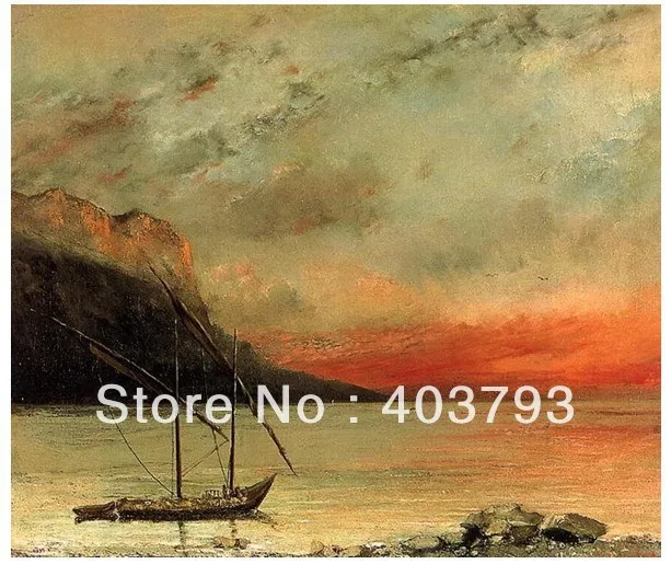 Картина маслом на холсте Закат озере Лемана Густава курбета репро Бесплатная