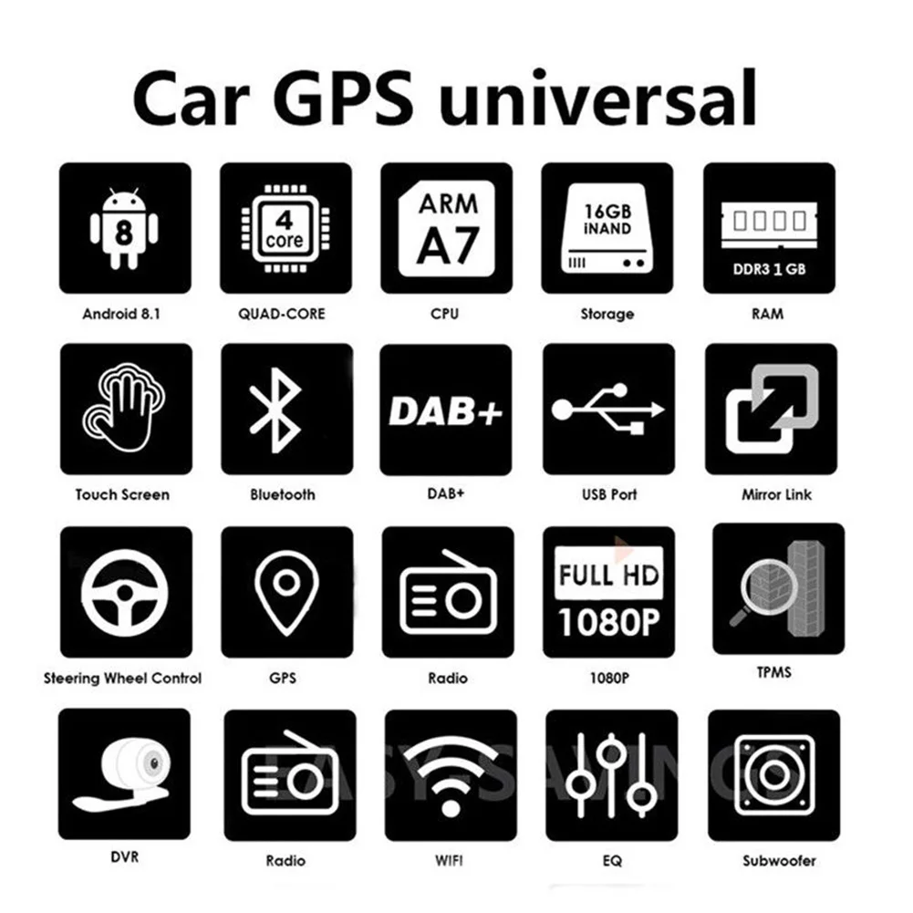 Автомобильный радиоприемник с навигацией GPS плеер Bluetooth Full HD 1080P 7 дюймов Wifi