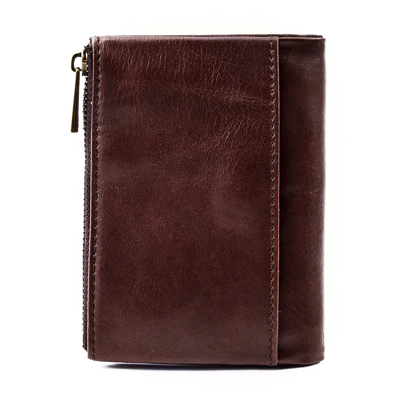 Масло воск Воловья кожа мужской короткий кошелек ID & Кредитная карта держатель