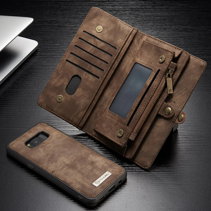Caseme For Samsung Galaxy S8 S9 Plus Note 8 Multifunctional Zipper Wallet Genuine Leather Case for S8Plus Note8 S7Edge | Мобильные