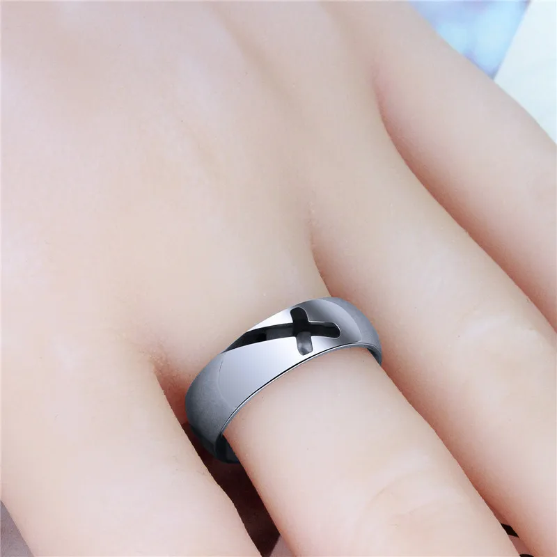 Punk Cross Rings For Women Men Anel Christian Jewelry Titanium Steel Ring Simple Couple Size 7-12 Drop shipping anillos | Украшения и
