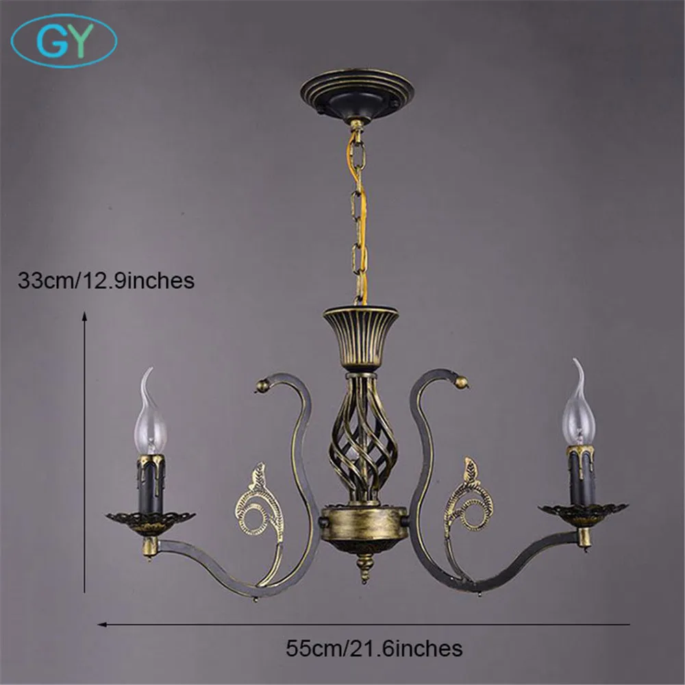AC110 220V W55 * H33cm 3 шт E14 свечах винтажный Европейский Стиль Люстра набор ламп