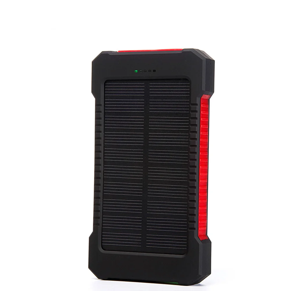Водонепроницаемый 10000Mah Солнечный Банк Силы Солнечное зарядное устройство двойной USB банк силы с светодиодный свет для iPhone 6 plus мобильный телефон повербанк - Цвет: Красный