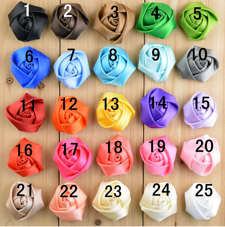 

Free shipping 50PCS 3.5cm rosette satin flower for DIY hair accessory can mix colors(FWR-6)