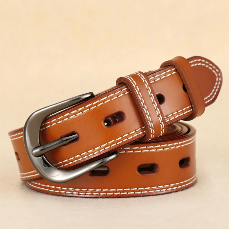 [JAMONT] Fashion Style Pin Buckle Belt Women Genuine Leather Belts Female Strap Waist Size 105-115cm W357 | Аксессуары для одежды