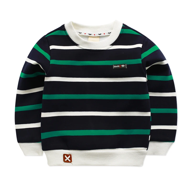 Зимние флисовые полосатые футболки для детей одежда маленьких мальчиков осенняя