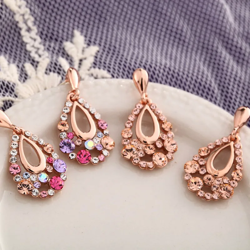 Neoglory австрийские стразы длинные серьги в форме капли воды цветные вечерние