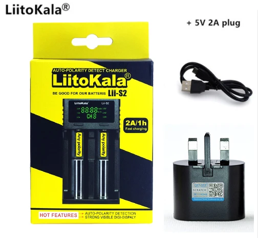 Зарядное устройство Liitokala Lii-S2 18650, зарядное устройство 18650 1,2 в 3,7 в 3,2 в AA/AAA 26650 21700 NiMH li-ion зарядное устройство