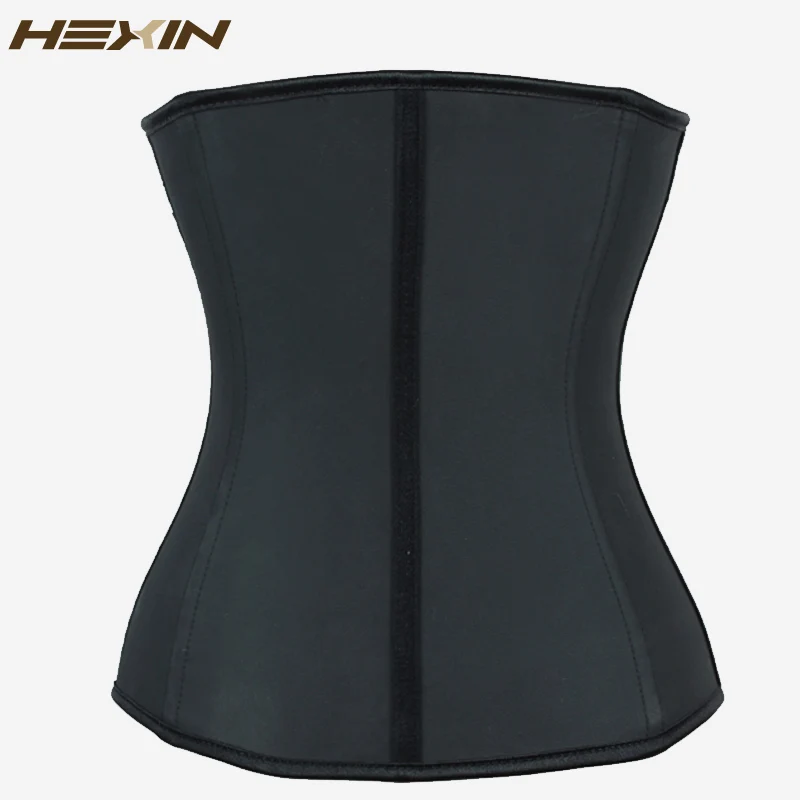 Шестигранная тройная молния и зажим латексный тренажер для талии Черный корсет