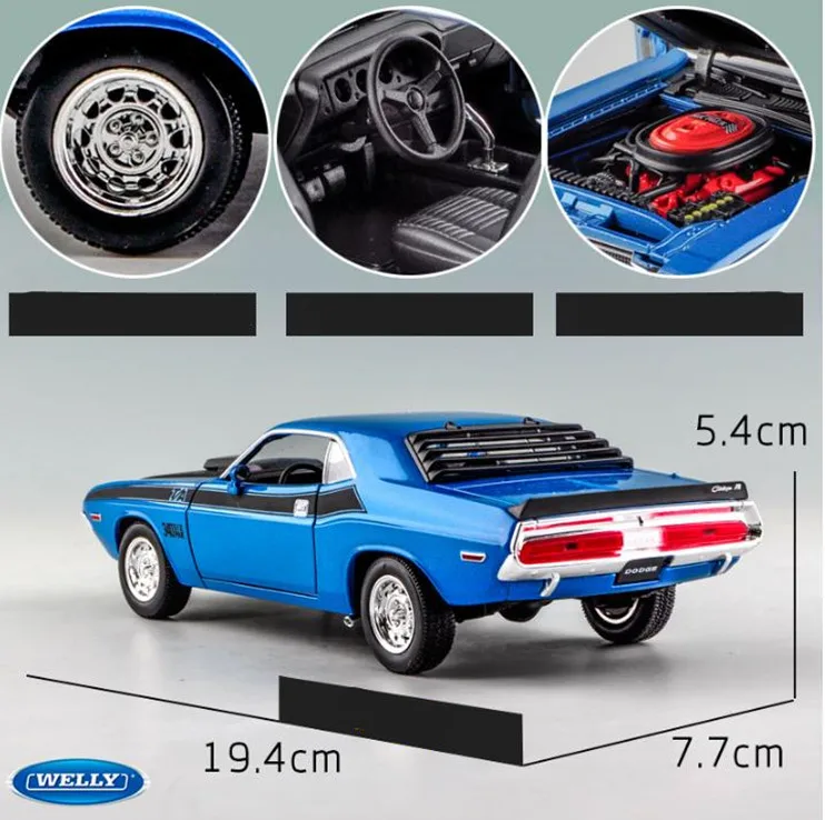 Dodge Challenger 1970 Muscle Sports 1:24 передовая Игрушечная машина из сплава Коллекционная