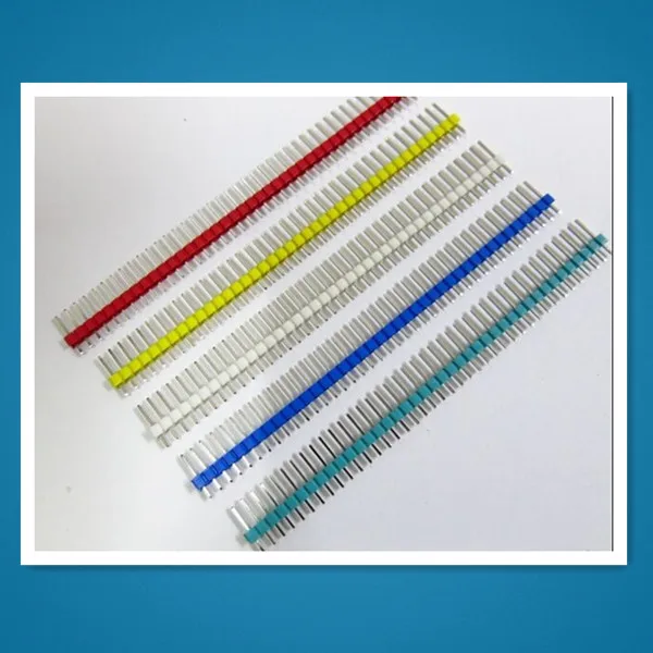 100 шт./лот 2 54 мм зеленый + белый красный желтый синий Однорядный штекер 1X40 1*40