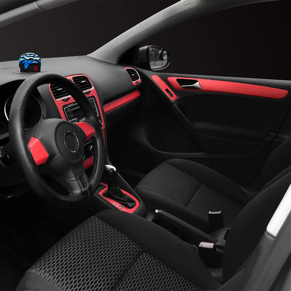 carbon fiber red Для Volkswagen VW Golf 6 GTI MK6 внутренняя Центральная панель управления дверная ручка наклейки из углеродного волокна наклейки аксессуары для стайлинга автомобилей - Название цвета: carbon fiber red