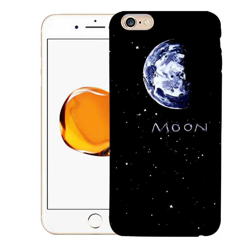 Мягкий черный чехол для телефона iPhone 6 S 5s 7 plus 8 Moon Sun Space мультяшный глаз собака