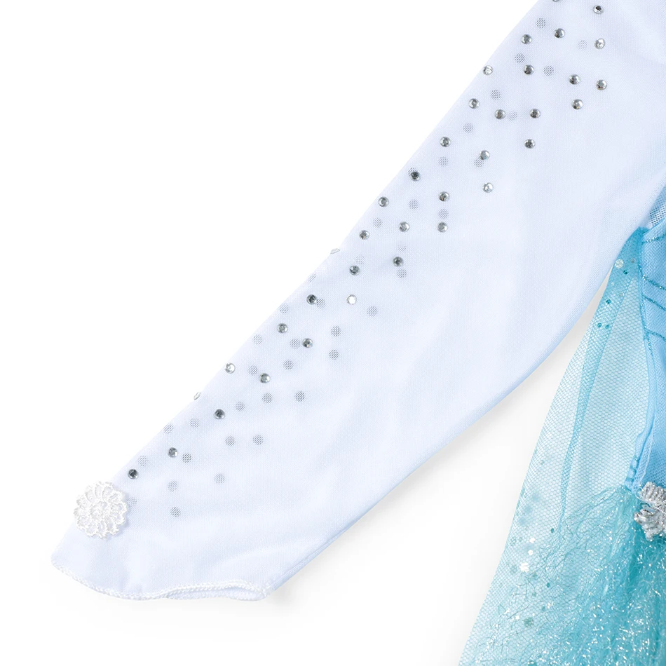 3-10T Girls Elsa Dress Snow Queen Clothes Cartoon Party Cosplay Costume Kids Long Sleeve Glitter Cloak Princess With Cape | Детская